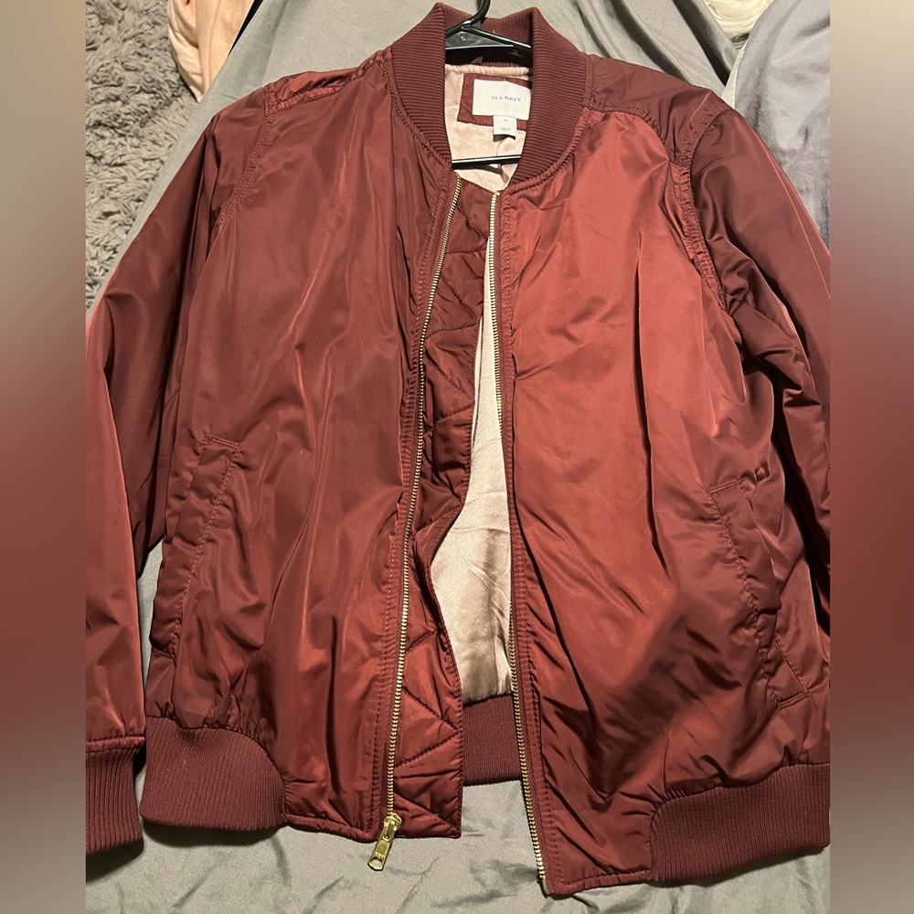 Old Navy bomber jacket burgundy/maroon color—size M